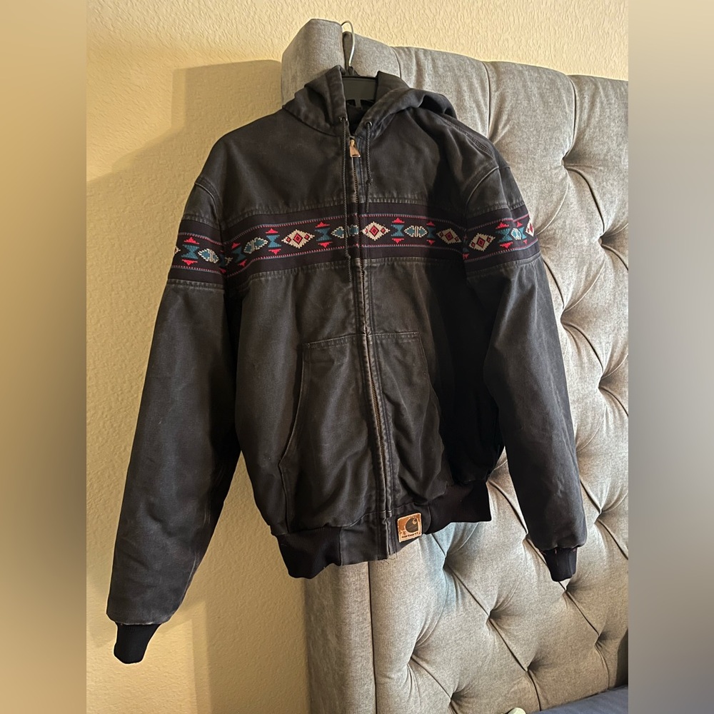 Carhartt Aztec Santa Fe Bomber Vintage 90s RARE Men's S Black barn work jacket